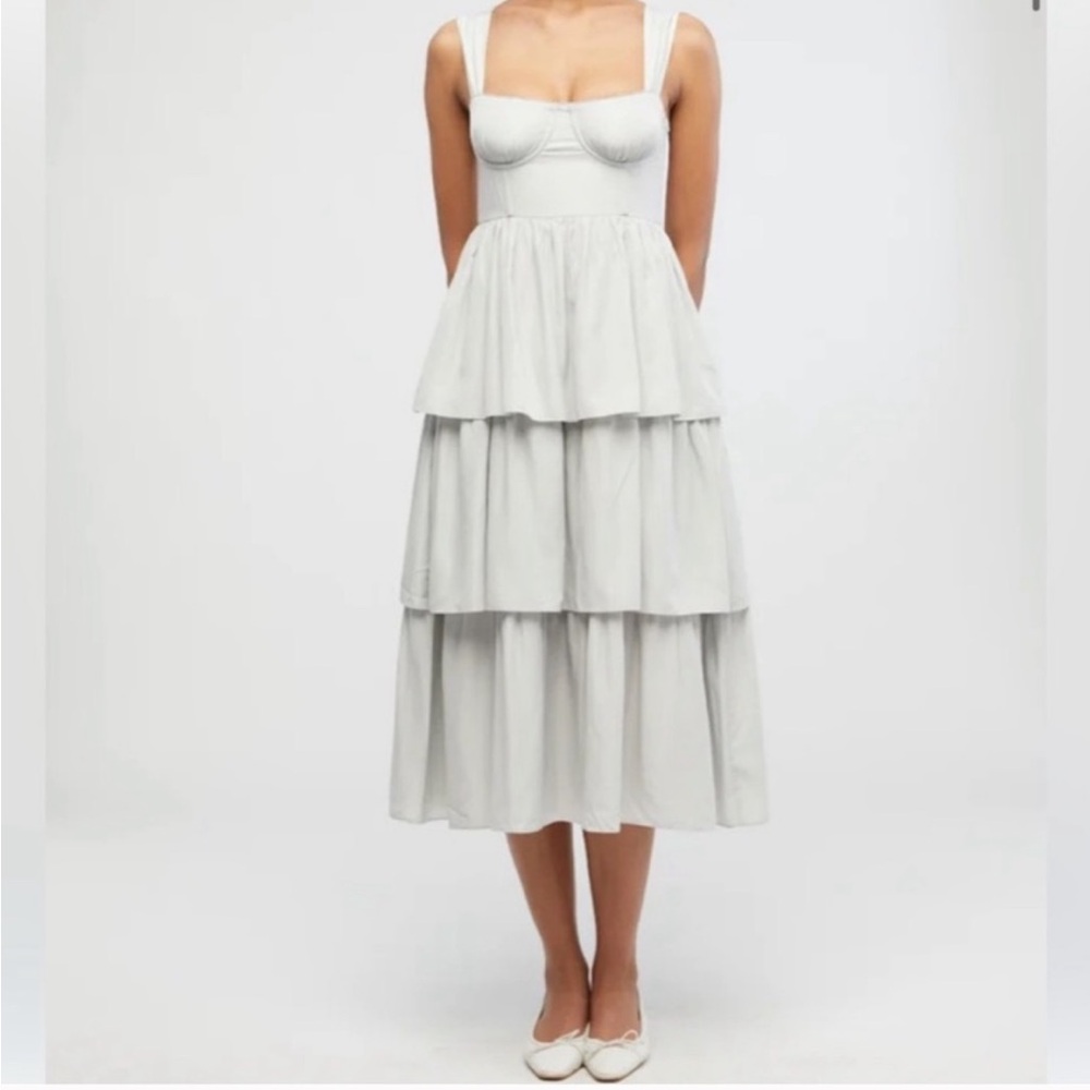 WeWoreWhat Gray Tiered Ruffled Sundress